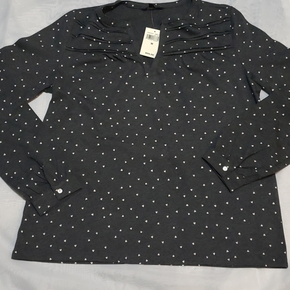 Lucky Brand Women's Cotton Heart-Print Peasant Top